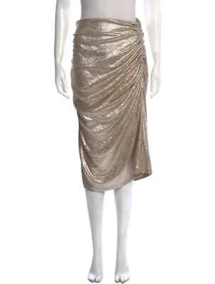 NINA RICCI Gold Midi Length Skirt w/ Tags Size: L | US10, FR42 Ret. $1,095.00 - Image 1 of 4