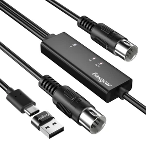 Câble MIDI USB C avec adaptateur de type C vers USB, Fasgear Câble MIDI de type