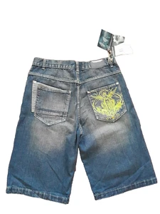 Roca Wear Jean Shorts Men Size 34 Baggy Long Shorts Blue Denim Embroidered - Bild 1 von 17