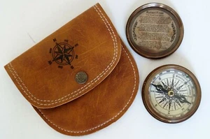 Stanley London Poem Pocket Compass With Handmade Leather Case - Picture 1 of 4