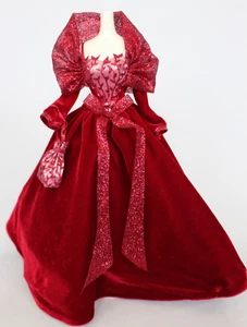 Deep Red Holiday Dress Barbie Formal Burgundy Ball Gown Velvet Outfit w/ Purse - Picture 1 of 15