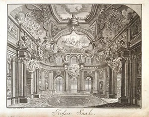 Decker - Grosser Saal Original Kupferstich Innenarchitektur Barock - Picture 1 of 9