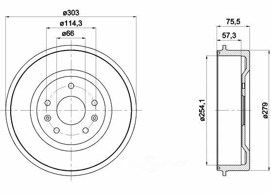 Brake Drum-S Rear Hella-PAGID 355301731 fits 02-03 Land Rover Freelander - Image 1 of 1