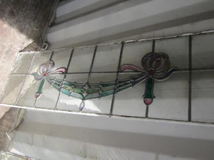 Vintage 1920s 1930s leaded and stained glass panel - Picture 1 of 1