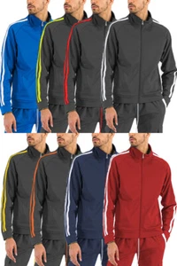 Two Stripe Full Zip Casual Activewear Sweat Track Jacket Only - Picture 1 of 27