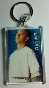 AS-IS EMINEM LEANING IN WHITE SHIRT BLUE BACKGROUND KEY CHAIN KEYCHAIN - Picture 1 of 1
