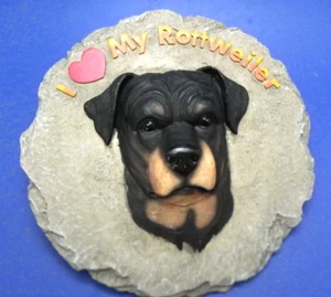 I Love My Rottweiler Trittstein Wandrelief schweres Harz 9,5" rund - Bild 1 von 5