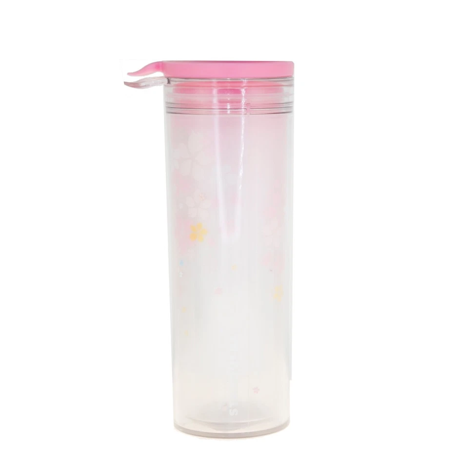 Starbucks Pink Sakura Cherry Flower Blossom Acrylic Water Bottle Tumbler 12 Oz - Image 1 of 3