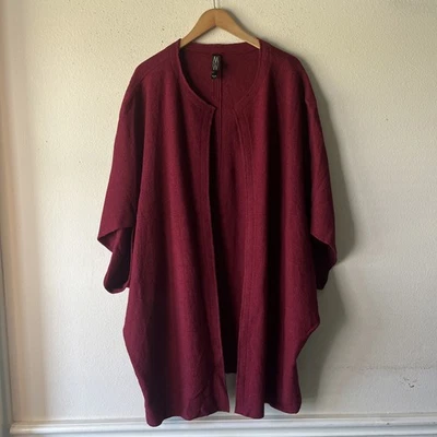 Marla Wynne 毛衣披肩和服开衫贝壳勃艮第 Poncho Lagenlook XL/1X — 第 1/4 张图片