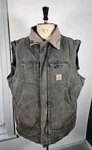 Vintage Carhartt Workwear Weste Herren 2XL-3XL grau GETRAGEN distressed gesteppt - Bild 1 von 16