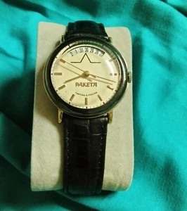 Vintage Raketa 24-Hour Mechanical Watch UdSSR Russia | Date Display | 18mm Strap - Bild 1 von 7