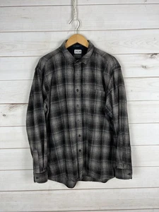 Pendleton Lodge Shirt Mens Extra Large Gray Black Plaid Wool Button Front - Picture 1 of 7