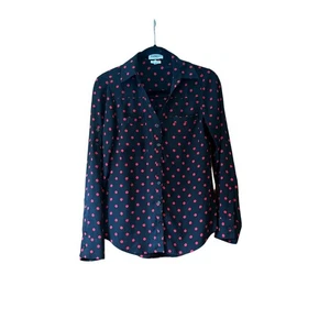 Express Damen Polka Dot Portofino Slim Fit Button Up Hemd Schwarz/Rot Gr. XS - Bild 1 von 8