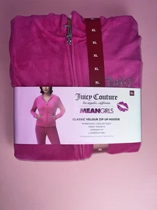 Juicy Couture Classic Velour Zip Up Hoodie Jacket New XL Pink Rhinestone - Picture 1 of 2