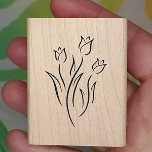 DeNami Design Spring Tulips Wood Mounted Rubber Stamp - Picture 1 of 5