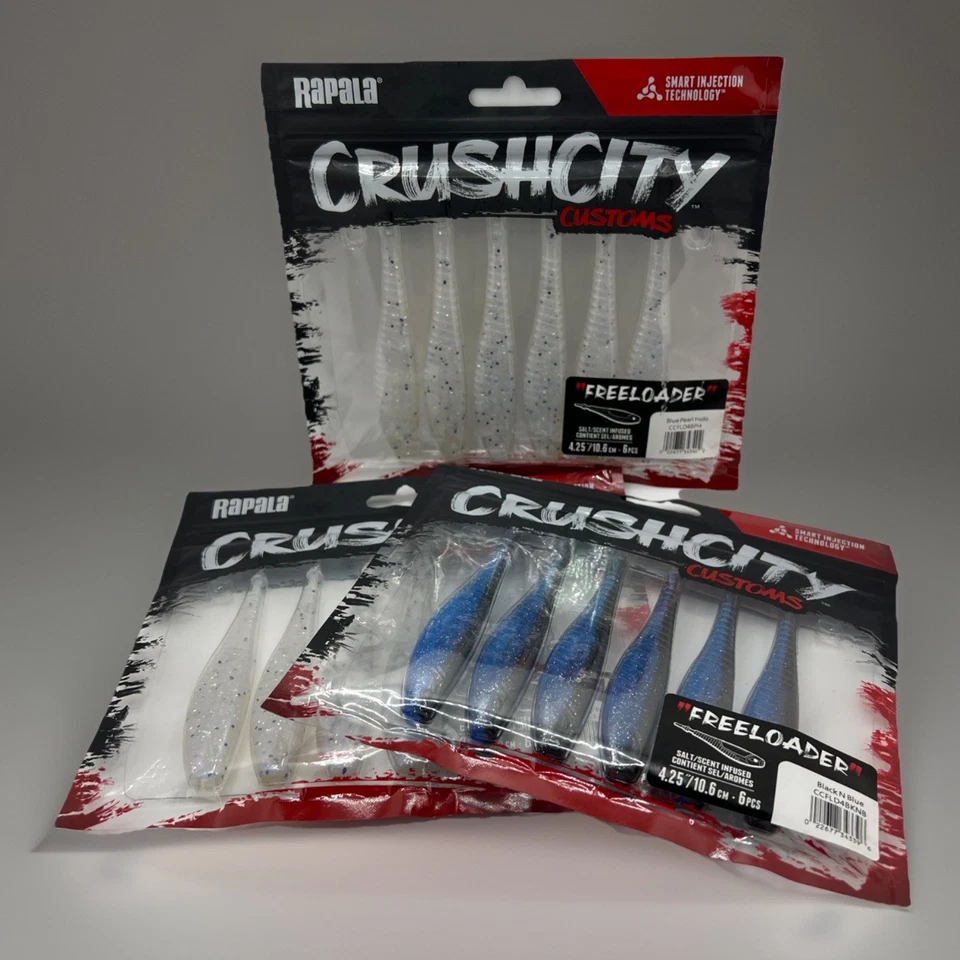 Rapala Crush City Freeloader 4.25" Salt Scented Soft Bass Bait 3 Pack Bundle - Image 1 of 4