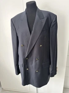 Burberrys Wool Dark Blue Logo Button Classic Men’s Jacket Size 54 - Picture 1 of 13
