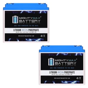 Mighty Max 12V, 50Ah, Lithium, Battery Replaces Heartway Aviator S8 - 2 Pack - Picture 1 of 6