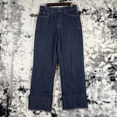 Pantalones de mezclilla Habitual de pierna ancha para mujer talla 2/26 lavado oscuro elásticos Foto 1 de 4