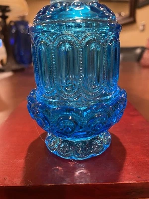 Vintage Weishar  Blue Moon & Stars Fairy Lamp.  3.25”-LE Smith Mold-Signed 1980s - Image 1 of 4