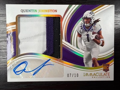 2023 Immaculate Collegiate Quentin Johnston GOLD /10 Rookie Patch Auto RC - Image 1 of 3