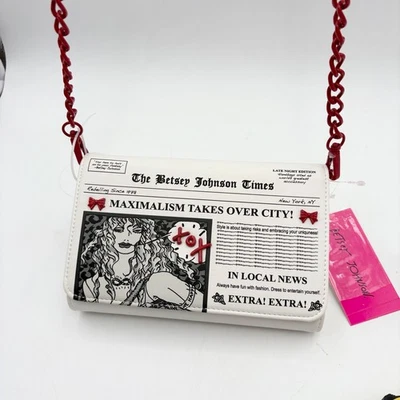 Betsey Johnson Newspaper Print Crossbody Bag Purse Shoulder Bag - Image 1 of 4