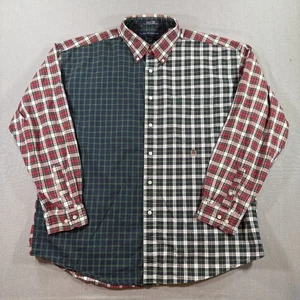 VTG Tommy Hilfiger Patchwork Flannel Shirt Mens 2XL Multicolor Long Sleeve Work - Picture 1 of 9