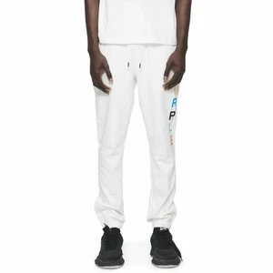 New $240 Men’s Purple Brand Wordmark Drip Sweatpants in Off White Size Large - Picture 1 of 8