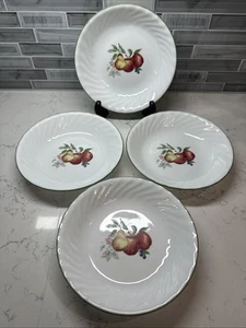 Corelle CHUTNEY 8,5" Suppe/Nudelschalen ~ weißer Wirbel ~ grüner Rand mit Obst ~ 4er Set ~ EU - Bild 1 von 10