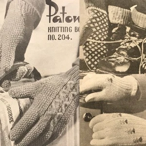 1950s Gloves Cable Lace Nordic Fair Isle Patons 204 Knitting Pattern - Picture 1 of 9
