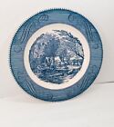 Currier & Ives Underglaze Print By Royal 10" Dinner Plate "Old Grist Mill" Blue