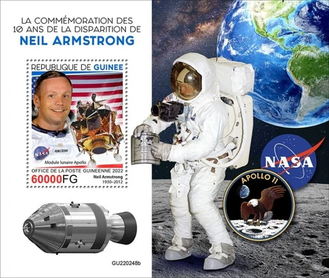Guinea - 2022 Neil Armstrong Anniversary - Stamp Souvenir Sheet - GU220248b Cover