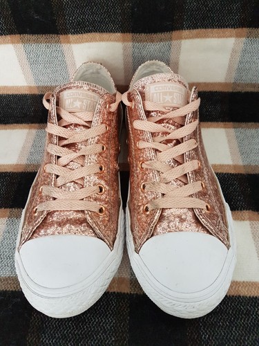 DONNA RAGAZZA "CONVERSE ALL STAR" UK 4 EU 37 ROSA SCINTILLANTE ELEGANTE CASUAL.