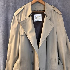 VTG London Fog Men's Trench Coat Size 44 L Double Breasted Coat Removable Liner - Picture 1 of 16