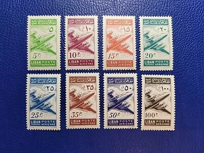 LEBANON 1953 Scott# C175 - C182 MNH OG GEM Lockheed Constellation Airmail (B179) - Image 1 of 2