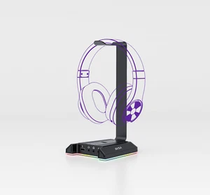 Gaming Headphone Holder, Aluminium RGB Headset Stand with 7.1 Surround Sound - Picture 1 of 7