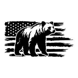 Distressed American Flag Bear Black Grizzly Hunter USA Decal Sticker - Picture 1 of 3