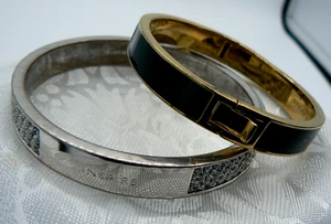 Two Kate Spade Bracelets -- Bangle "Inspire" and Hinged Black Enamel - Picture 1 of 9