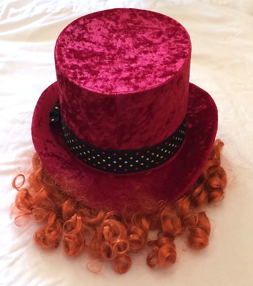 BNWT Disney Parks Alice in Wonderland Mad Hatter Hat with Wig Costume Kids Youth - Image 1 of 1