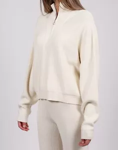 BRUNETTE THE LABEL Ribbed Knit Half-Zip Popover Sweater Garmentory S/M NWT $109 - Picture 1 of 15