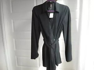 Woman new tag FREEPEOPLE Black Chiffon flare ROMPER Short suit size M - Picture 1 of 9