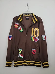 Vintage Celebrity By Design Brown Jacket w/ Badges From 13 Countries L - Picture 1 of 16