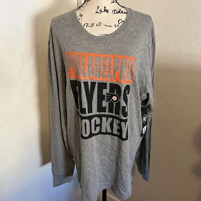 47 Brand Philadelphia Flyers NHL NWT NHL Stacked Club Long Sleeve Shirt Gray 2XL - Image 1 of 4