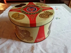 Scatola con coperchio Biscotti Colussi Vintage alta 11,5 diametro 21,5 - Foto 1 di 3
