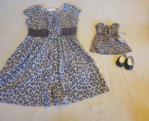American Girl Girl's Animal Print Dress SZ 7 W/Matching AG Doll Dress - Picture 1 of 8