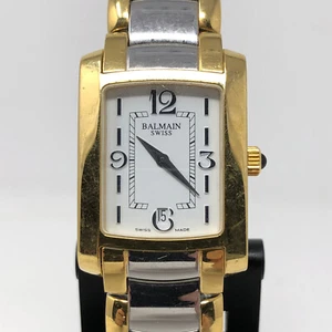 Balmain Watch Mens TANK Wrist Swiss Quartz Date Two Tone Bracelet OLD STOCK - Picture 1 of 12