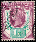 Gb, Qv 1887, 1 1/2D, Purple Green,  Sg 198, U, Cat £8.