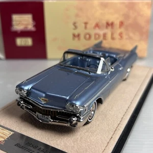 Sello 1/43 GLM 1958 Cadillac Eldorado Biarritz Raindrop prototipo techo abierto azul - Imagen 1 de 3