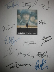Guión de película firmado Salvar al soldado Ryan X13 Steven Spielberg Tom Hanks Damon RPNT - Imagen 1 de 1