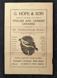 Original Antique G. Hope & Son English & German Canaries Catalog Price List - Picture 1 of 6